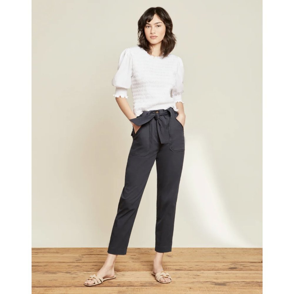 Veronica Beard NWT Mahary Tie Waist Pants Womens Sz 6 Ink Blue Trouser Versatile